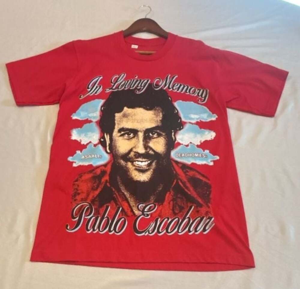Asaali x Deadhomie$ Pablo Escobar In Loving Memory Graphic T-Shirt Red Size L